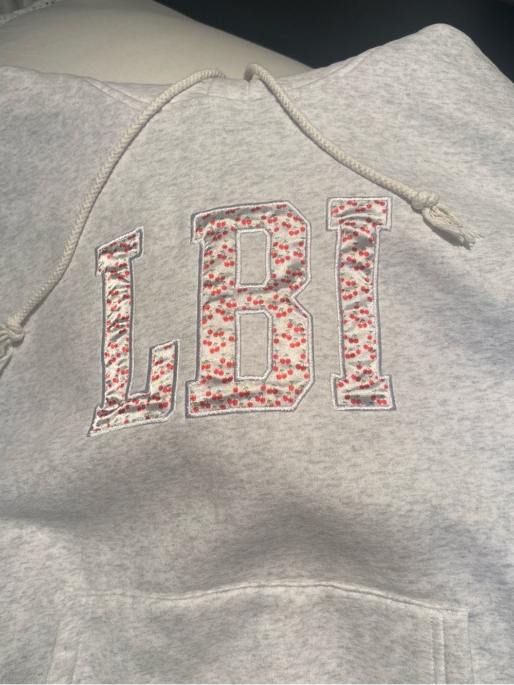 Light Gray Hoodie with Cherry LBI Applique